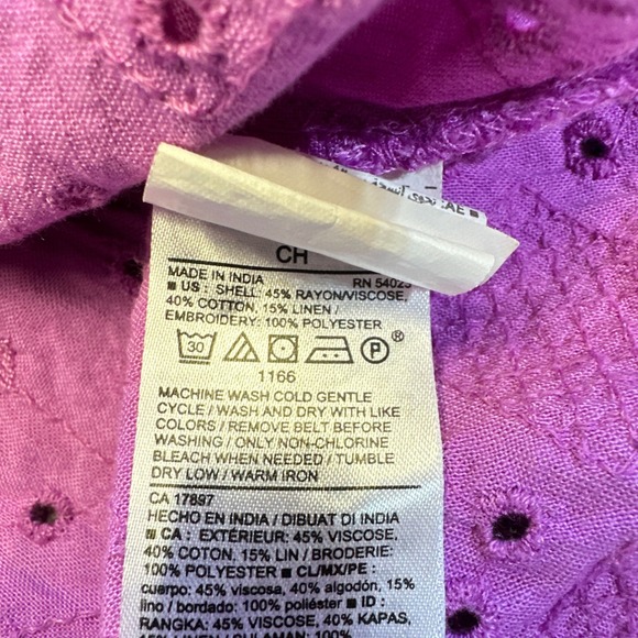 Boho Lilac Eyelet Midi‎ Sundress Small Button Spaghetti Strap Summer Festival - Picture 6 of 11